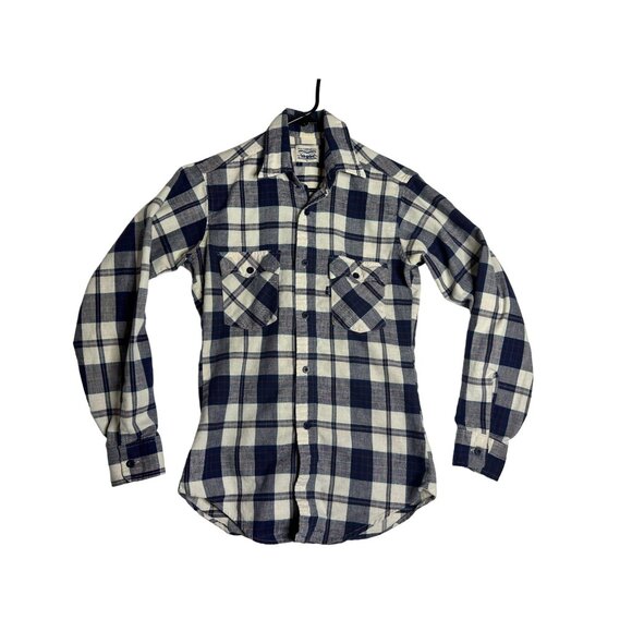 Levi Strauss L/S Blue Plaid Flannel Shirt Mens Small - Picture 1 of 5